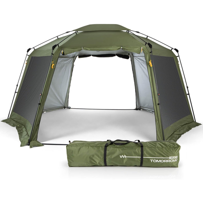 Lumaland Outdoor 2.5 x 2.5m | Waterproof & UV Protection | Garden Tent incl. 1 Side Wall & Bag & Stakes | Robust Camping & Party Tent | Pop Up Tent Setup in 2 Minutes [] (Gazebo XXL, Green)