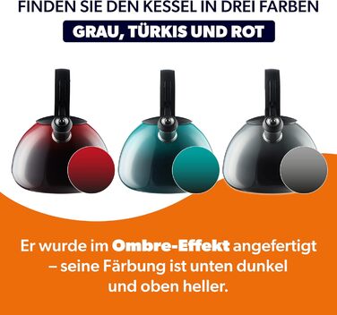 Чайник KADAX з нержавіючої сталі, 3л, з свистком, ретро-дизайн, блакитний