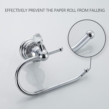 Crystal Toilet Paper Holder, Polished Chrome, Tissue Paper Holder, Silver-Colored, Bathroom, Toilet Paper Holder, Wall Mount, Brass