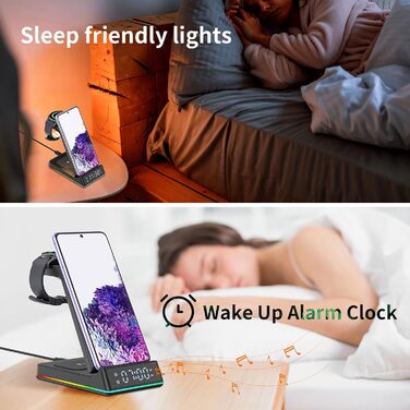 Бездротова зарядка Induktive 3-в-1 для Samsung Galaxy S24/S20 (Ultra), Buds+/Pro/2, Watch 5/5 Pro - швидка зарядка