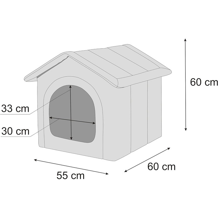 Будинок для собак та котів середнього розміру - Graphit, 60x55x60 см [R4 / XL] - Знімний дах, для дому