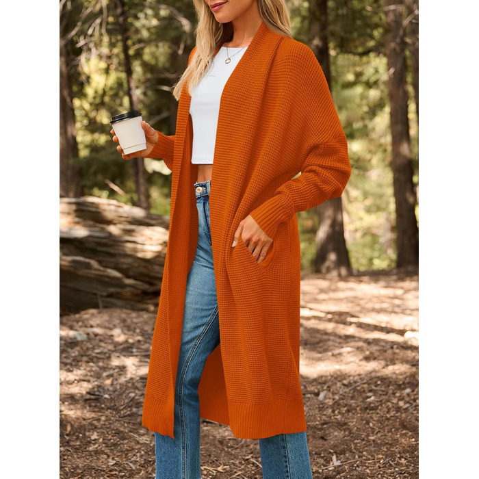 Жіноча в'язана кардиган LILLUSORY, великий розмір, відкритий спереду, зимовий, оранжево-червоний (Sunset Chevron)