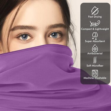 Набір рушників з мікрофібри PUWOWYE (2 шт.): великий (160x80 см) + маленький (80x40 см), швидковисихаючі, для спорту, відпочинку, подорожей