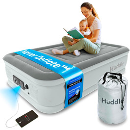 Huddle® Luxury Never Deflate - Надувна Матрац Single з Dual-Pump SlumberGuard™ | З Інтегрованою Помпою | Преміум Якість