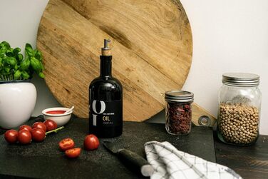Lifestyle Lover Oil and Vinegar Set Apothecary Bottle Green Antique Glass Olive Oil with Stainless Steel Pourer for Oil & Vinegar (Oil 500ml)