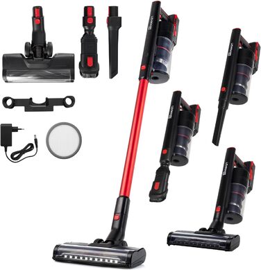 Бездротовий акумуляторний пилосос Lehmann 3-в-1 з HEPA-фільтром та LED-щіткою, 45 хв роботи, 1.8л контейнер, для тварин, килимів, авто