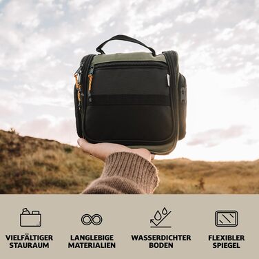 Чоловіча та жіноча косметичка Campo Libre® Tony з 11 відділеннями, преміум-якість, водонепроникна, зелено-чорна, M