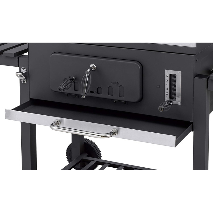Tepro charcoal grill with 2 sturdy carrying handles, easy-to-open lid including thermometer and ash catcher, dimensions approx. 67.5 x 43.3 x 45 cm, Black (Toronto XXL New)