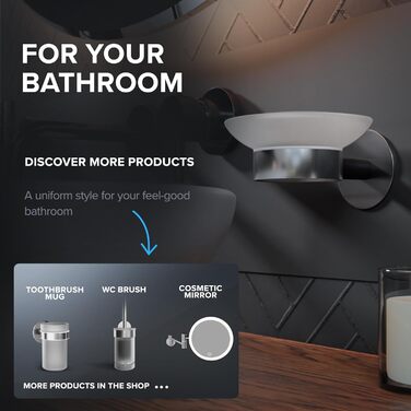 Настінна мильниця з нержавіючої сталі з підставкою та знімним скляним піддоном | для ванної кімнати та кухні