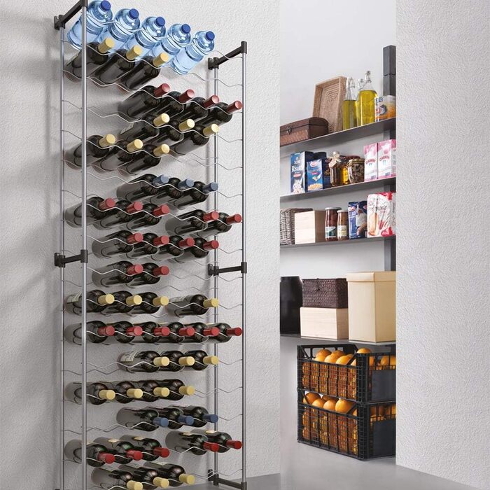 Metaltex Bottle Rack, Metal, Grey, For 72 Bottles (Suitable for 48 Bottles)