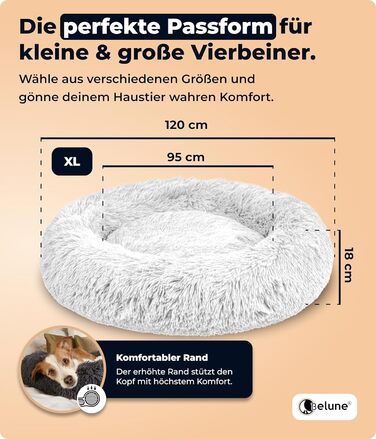 Belune® Лежанка для собак [знімний, пральний чохол] - Оригінал - [L, 100 см] Корзина для собак, ліжко для котів, лежанка для собак, лежанка для собак, пухнаста лежанка для великих, середніх та маленьких собак (XL (120 см), Білий)