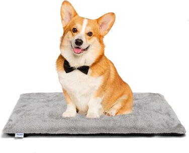 Nobleza Самогріюча килимок для собак та котів, зігріваючий килимок для домашніх тварин на зиму, подушка для собак, підходить для собачих ліжок, з посиленим меморіальним шаром, знімний, м'який плюшевий чохол, сірий, 61x46x4 см (L 76 x B 48 x H 4 см)