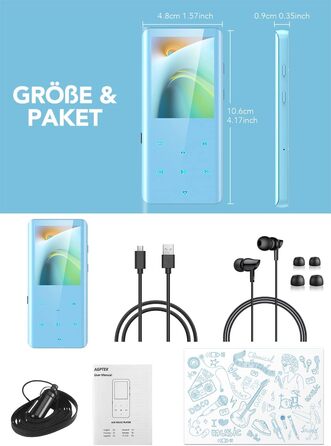 MP3 плеєр AGPTEK 32GB з Bluetooth 5.0, 2.4