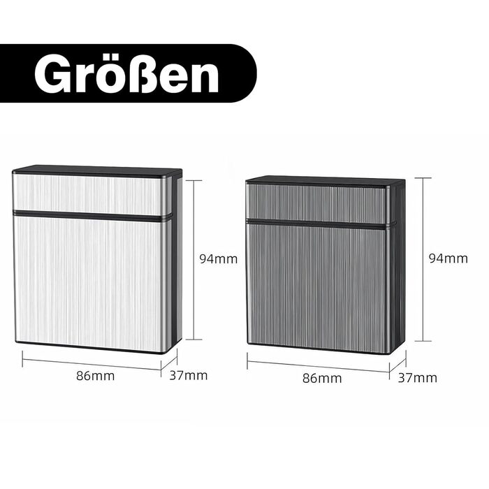 Металеве тютюнопакувальник для 40 сигарет, сигаретний футляр для чоловіків та жінок, чорний+срібний