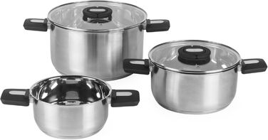 Пароварка Salter Timeless 3-рівнева – 18 см, з нержавіючої сталі, з ручками та скляною кришкою, антипригарне покриття, для індукційних плит