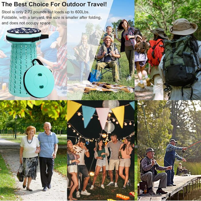 Складний стільчик Alevmoom для кемпінгу та відпочинку на природі: телескопічний, легкий, 600lbs, селадоновий
