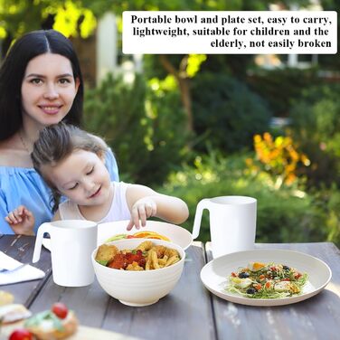 Набір посуду Berglander 24 шт. для 6 осіб: тарілки, миски, чашки (білий пластик)