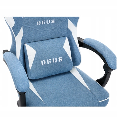 Ігрове крісло DEUS Edge Light Blue з підніжкою, тканина
