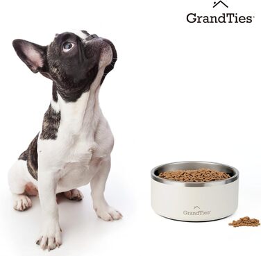 Нержавійна миска для собак та котів GrandTies з гравіюванням, велика (1890 мл, вишня)