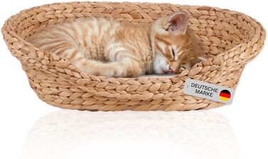 Cat bed, dog bed for small dogs | Washable cushion at 30° | Oval shape with high rim | Water hyacinth | Beds, blankets & furniture for cats | Size 1 (53 x 40 x 14 cm)