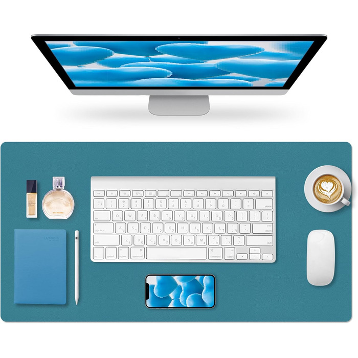 Підкладка на стіл 80x40 см з PU-шкіри, килимок для миші, захист столу, антиковзаюча підкладка для офісу та дому (Хimmelblau, 80 x 40 см)