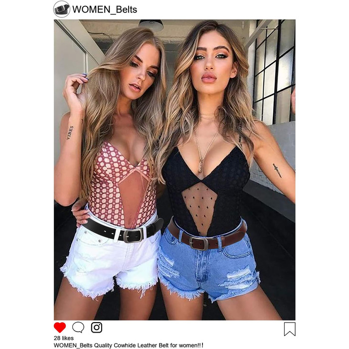 Жіночий шкіряний ремінь JasGood для джинсів та суконь, з пряжкою, чорний, розмір L (91-105 см)