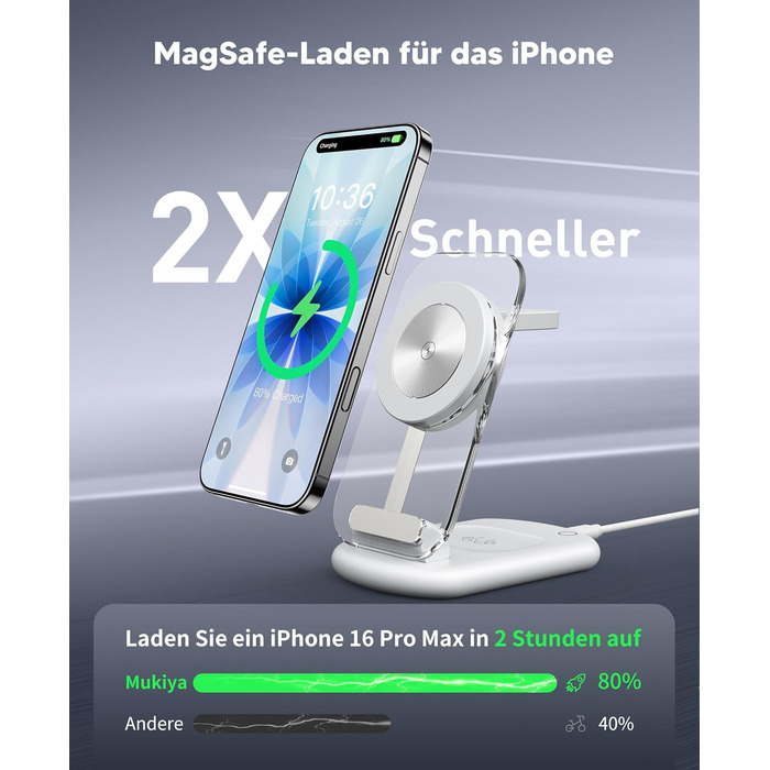 Зарядний пристрій MagSafe 3-в-1 для iPhone та Apple Watch, складний, білий (Elfenbeinweiß)