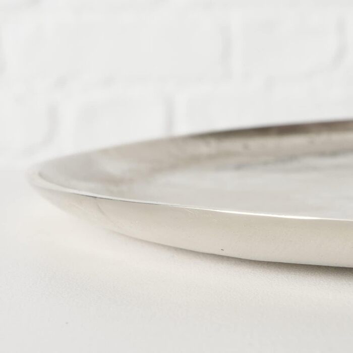 Decorative Tray, Nickel-Plated Silver, Ø 42 cm