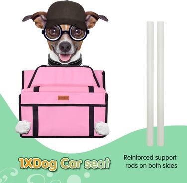 Автокрісло для собак - автокрісло для маленьких собак з ременем, водонепроникне, стабільне, для заднього та переднього сидіння, рожеве (з PVC-трубою)