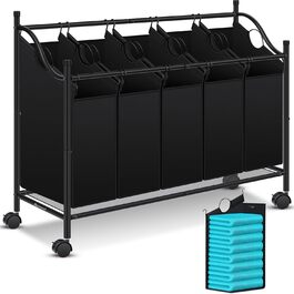 KESSER® Laundry Basket, Laundry Collector, Laundry Sorter with 3 Removable Fabric Bags | 3 Compartments x 35 Liters | Laundry Box with 12 Laundry Instructions, 360° Swivel Wheels with Brake, Laundry Sorting System, Laundry Cart, Beige