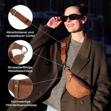 Чоловіча/жіноча сумка через плече Berliner Bags Preiu Bauchtasche - шкіряна поясна/crossbody сумка (Camel, M)