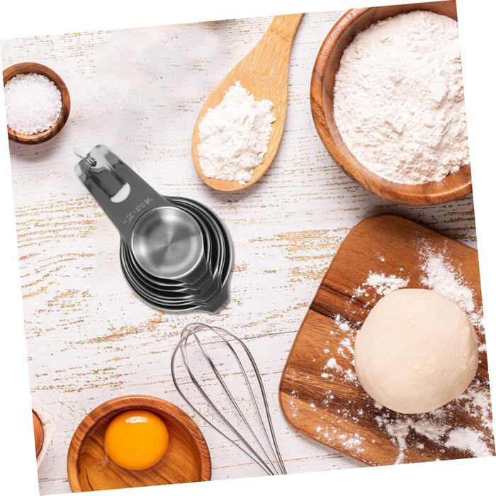 Cieeo 2-piece measuring cup and spice set. Large measuring cup, easy to use, schnapps cup, gold ladle, measuring cup for measuring, teacup, stainless steel, silver.