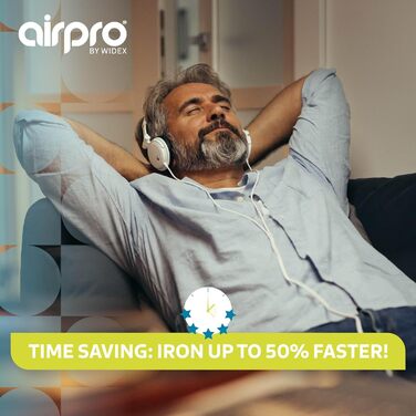 Бюгельний чохол Airpro від Widex для парової праски, розмір L, універсальний, 120x42 см - запобігає потраплянню води під прасувальну дошку, прасування на 50% швидше, Made in Europe