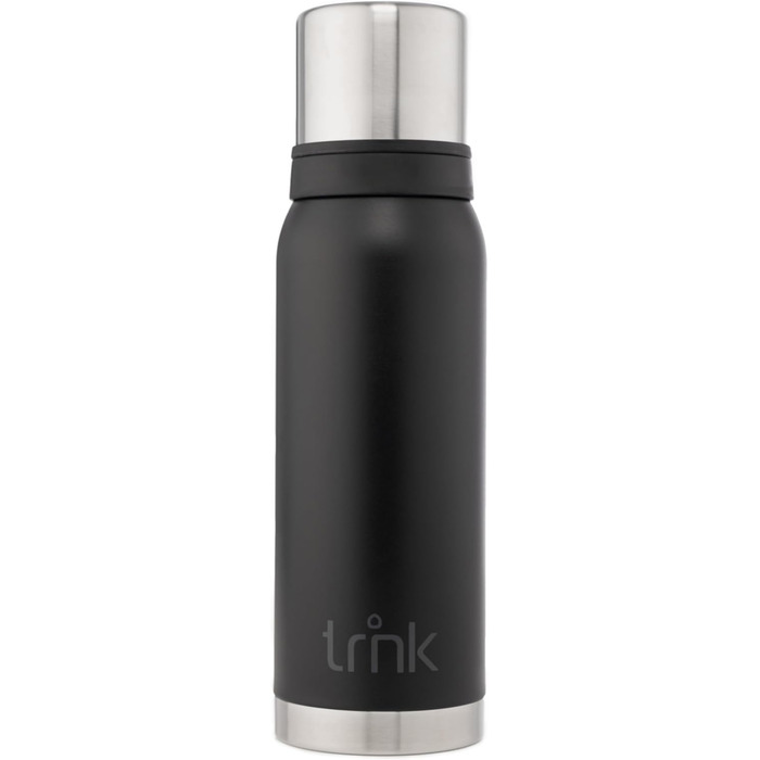 Термос TRNK Arktis 2: 1200 мл, нержавіюча сталь, BPA-free, 32 год, 2 чашки, для активного відпочинку, чорний матовий