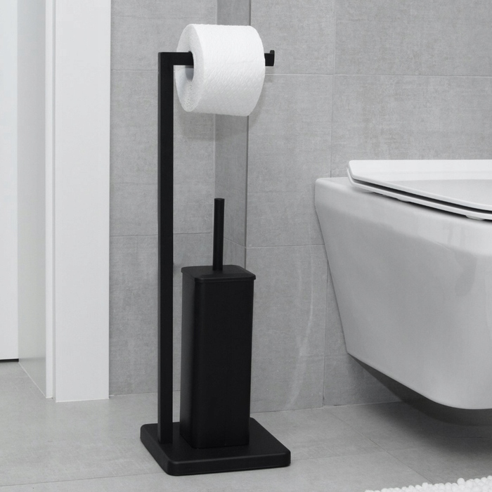 Тримач для туалетного паперу з підставкою для йоржика, чорний лофт, YOKA