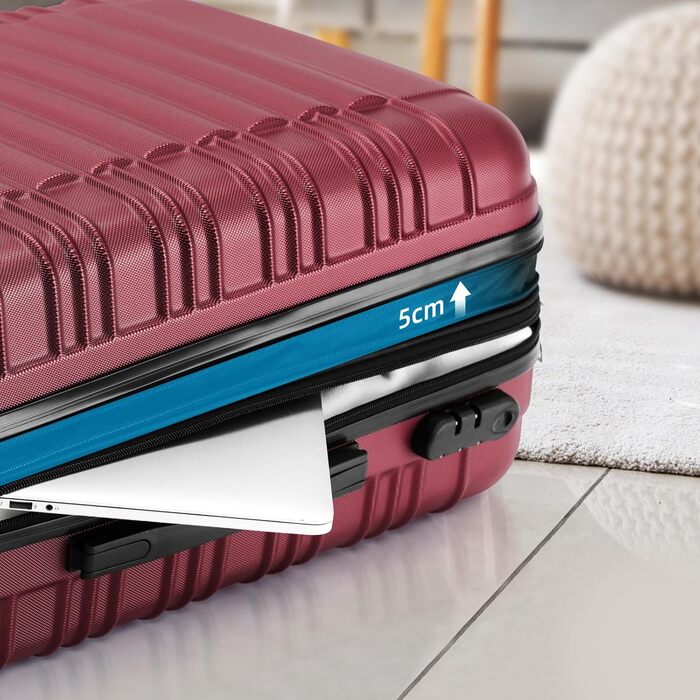 Набір валіз Beibye з жорстким корпусом (роликовий кофр, твінні ролики), винно-червоний колір, комплект