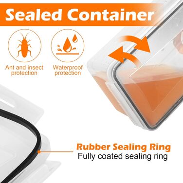 Набір контейнерів для зберігання Withosent 24 шт. з кришкою, пластикові, для борошна, мюслі, кукурудзяних пластівців, з етикетками та ложкою (2L 1.6L 0.8L)