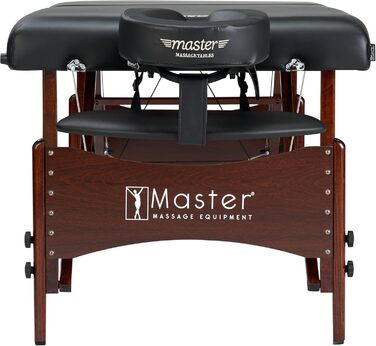Масажний стіл Master Massage 71см Newport - складаний, портативний, чорний, з дерев'яними ніжками та сумкою