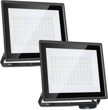 Aigostar LED Flood Light Outdoor Indoor 100W 8700LM Cool White 6500K LED Spotlight Projector IP65 Waterproof LED Outdoor Floodlight for Bright Garden Garage Sports Field Yard Floodlight (70W, 2 pcs)
