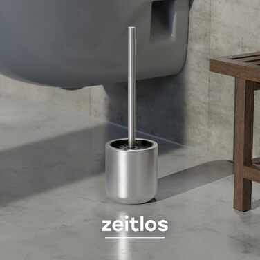 Набір для туалету SAVEGA: щітка для унітазу з нержавіючої сталі та силікону з підставкою, антибактеріальна головка, WC-газетниця, сріблястий колір