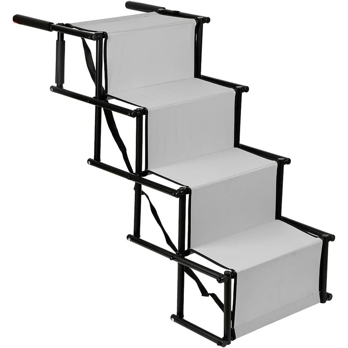 Зручна рампа для собак у автомобіль, підходить для великих та маленьких собак. Складана авто-драбина витримує вагу 90 кг (139*45*76 см - чорний/світло-сірий)