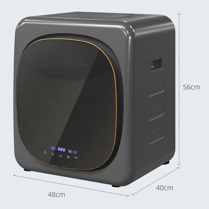 HOMCOM Міні сушарка для одягу з 6 програмами, LED-сенсорним екраном, 4 кг, до 60°C, 800W, автономна/настінна, з витяжною системою та захистом від перегріву. Сушарка для одягу сірого кольору | Aosom