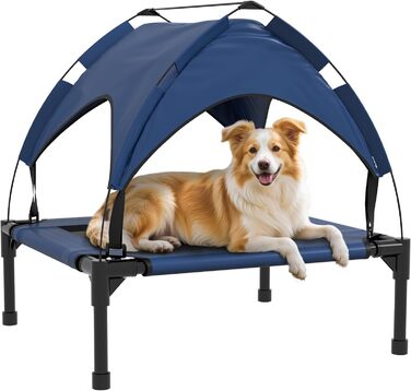 PawHut Підвищене собаче ліжко з балдахіном, Outdoor лежанка для собак з дахом, дихаюча, для міні та дрібних собак, Оксфорд, 61 x 46 x 63 см