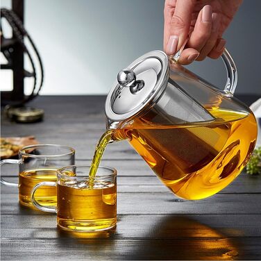 Скляний чайник із ситом із нержавіючої сталі для заварювання чаю, 750 мл
