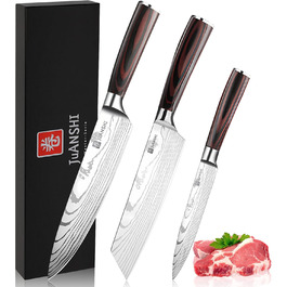 Набір кухонних ножів JUANSHI® 3 шт. з нержавіючої сталі: кухарський, кіріцуке та універсальний