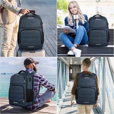 Рюкзак NEWHEY для чоловіків та жінок: великий, для ноутбука, з USB-портом, водонепроникний, бізнес/школа (синій)