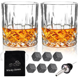 Набір склянок для віскі (6 шт.), 300 мл, кришталь, для віскі, бурбону, бренді, рому, коктейлів, дім, бар, вечірка