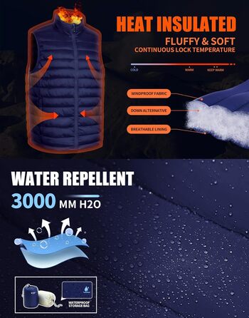 Чоловіча розкішна жилетка Pioneer Camp – водонепроникна, легка, пакується, з підкладкою – для активного відпочинку, повсякденного носіння, роботи, спорту та подорожей (Темно-синій, XL)