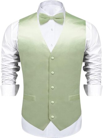 Жилет чоловічий DiBanGu з атласу та краваткою-метеликом, Salbeigrün (M) – для весілля та свят