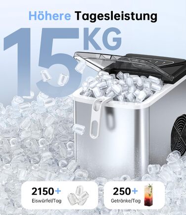 Машина для приготування льоду WIE 1.3L, 9 кубиків за 6 хвилин, тиха, самоочисна, для кухні, офісу, бару, вечірки (срібляста)